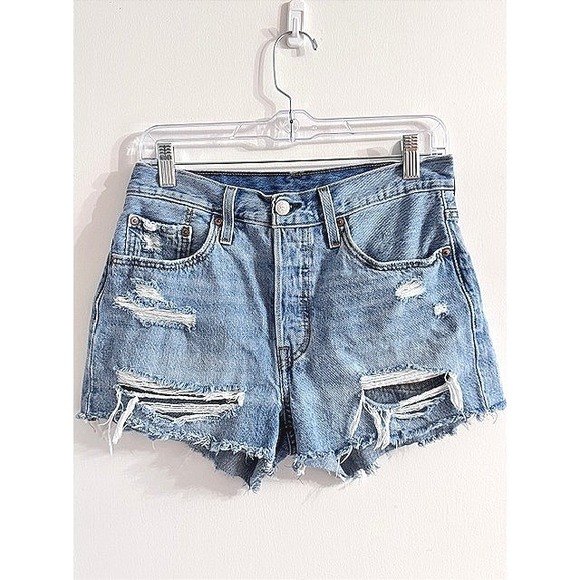 Levi's Pants - Levi's Light Blue Distressed Denim Jean Shorts 27